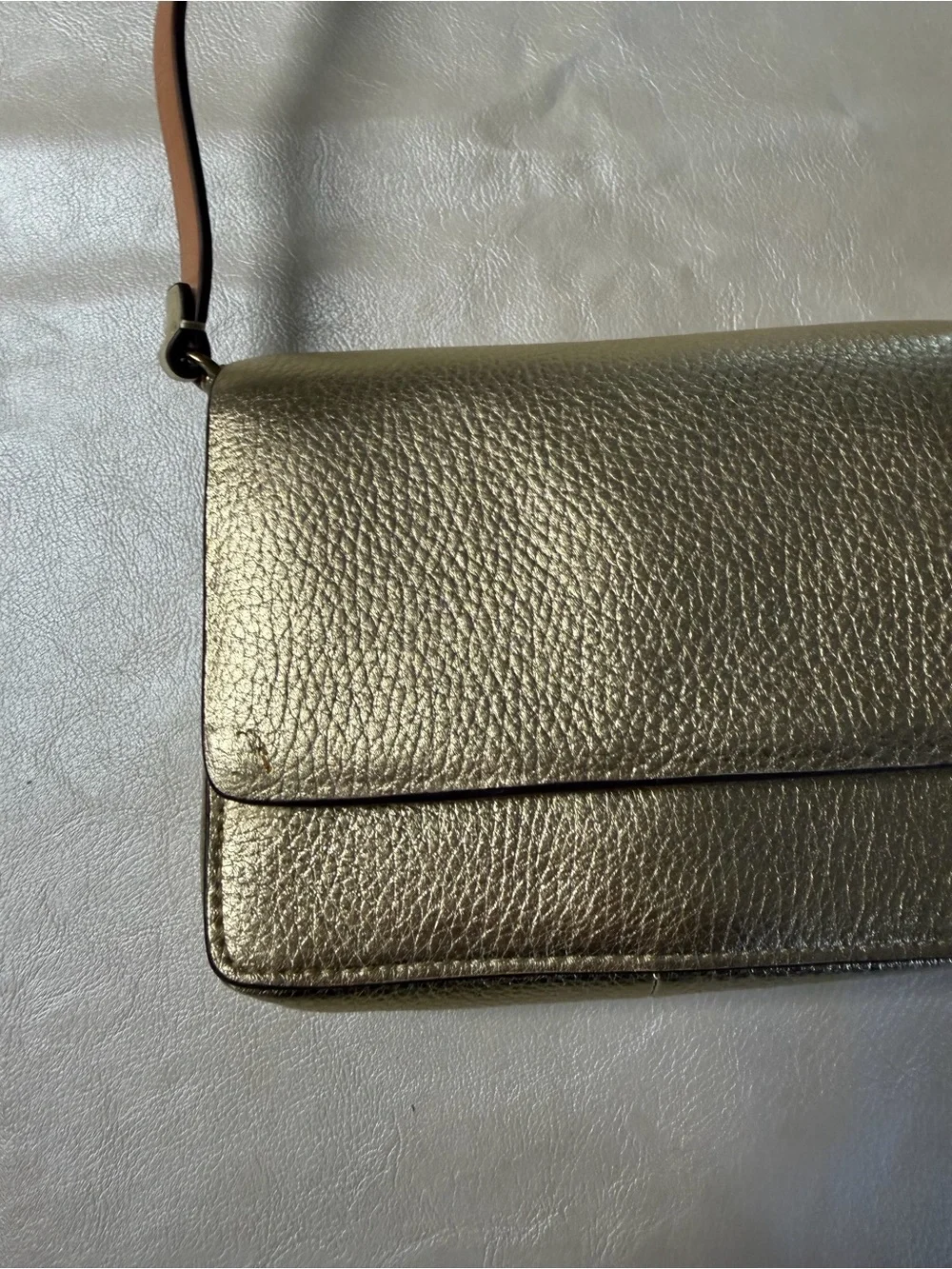 J. Crew Metallic Gold Pebbled Leather Crossbody Bag
